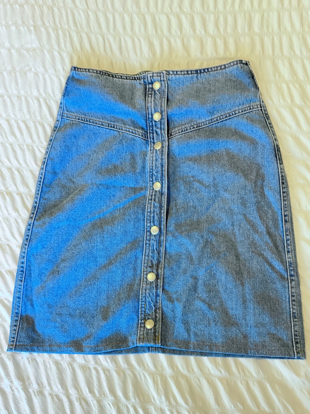BDG Light Blue Button-Front Denim Mini Skirt